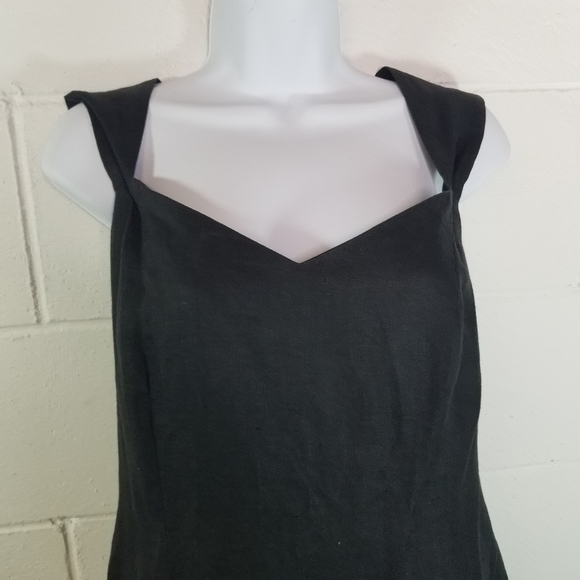 Vtg Elizabeth Wayman black linen criss cross back maxi dress - Picture 4 of 13